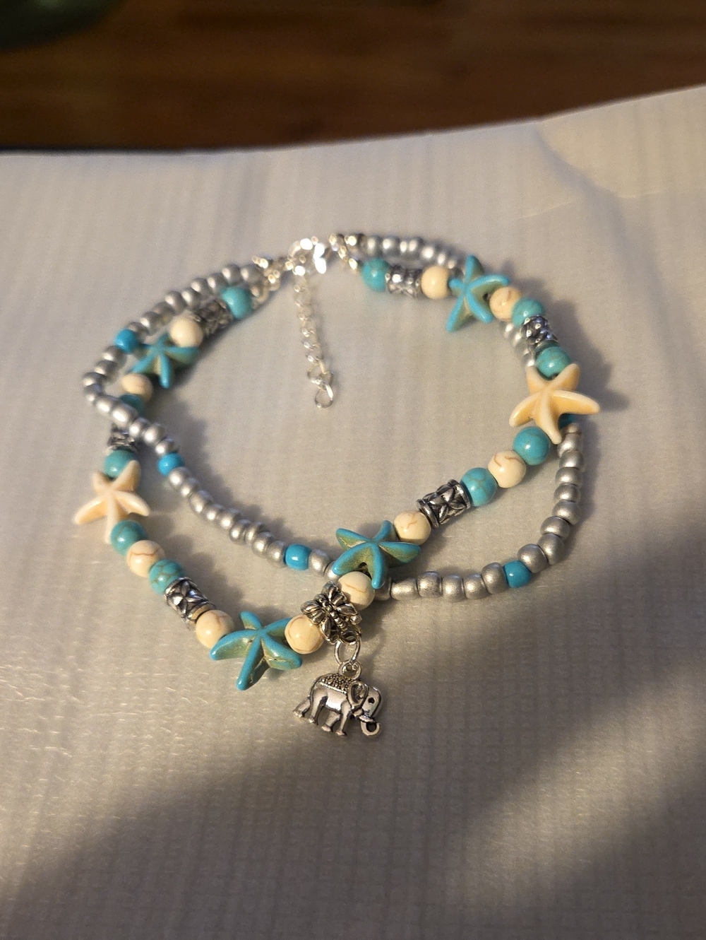 Blue & White Starfish Charm Anklet - New